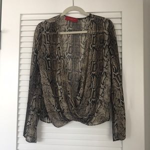 Snakeskin print sheer top